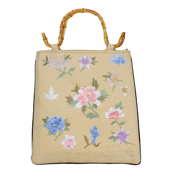 Tasche Leinen, Bambushenkel, Handtaschen, Asiatisch, 6594